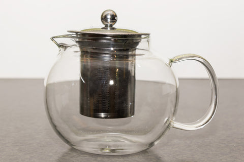 Classic Clear Blooming Glass Teapot with Stainless Steel Strainer